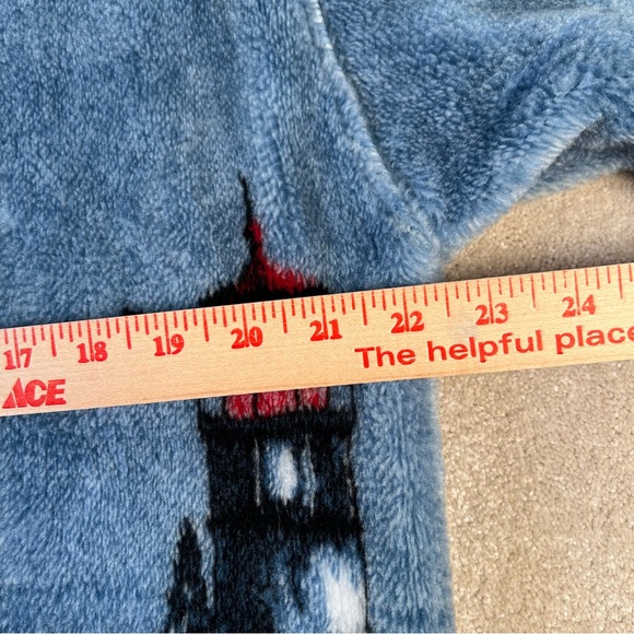 Vintage Coastal Cardigan Sweater Jacket Fleece Zip Up Lighthouse Made in USA Med - Picture 9 of 12